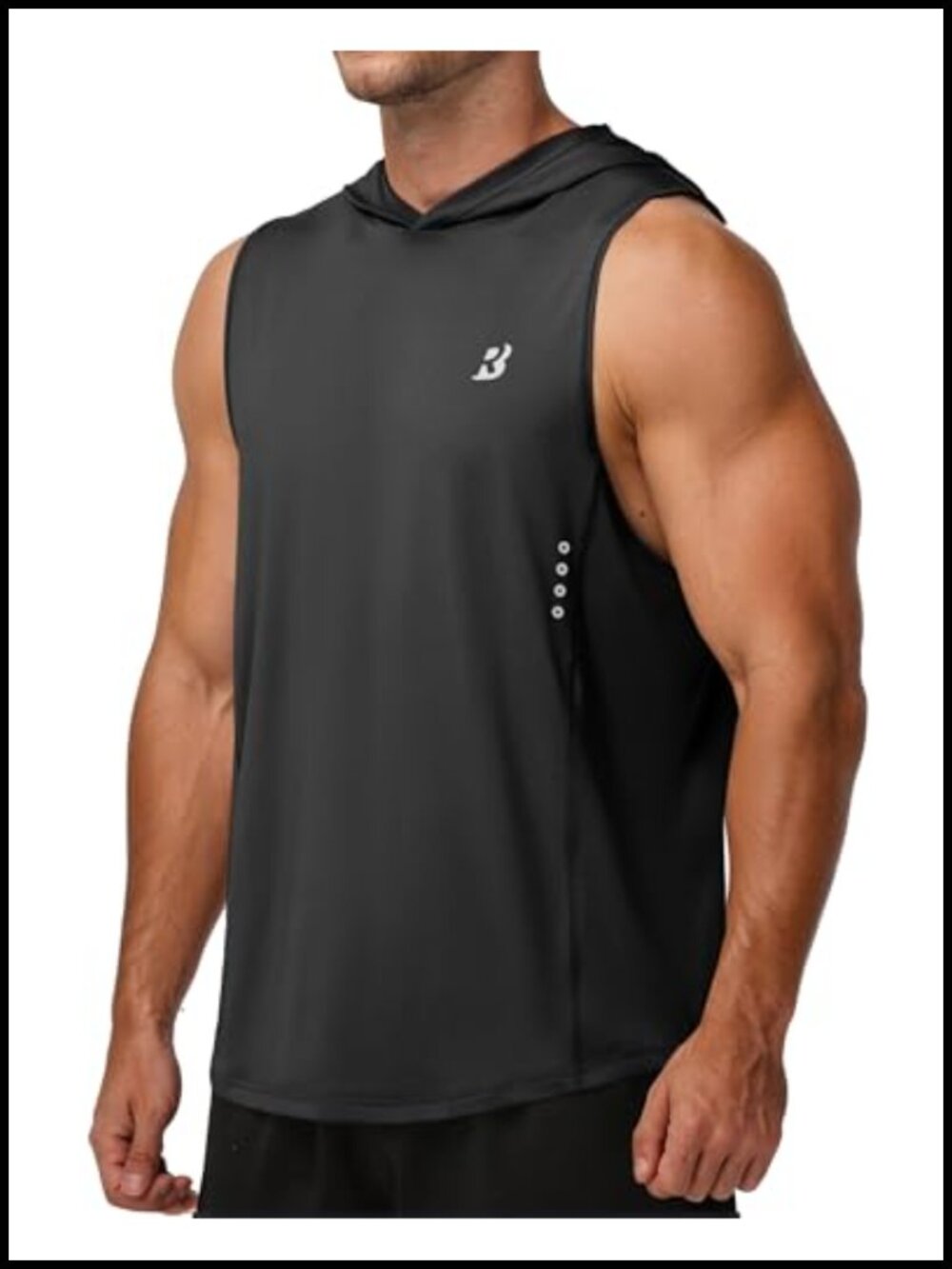 Men's Sleeveless Workout Hoodie Quick Dry 4 Way Stretch Tank Top